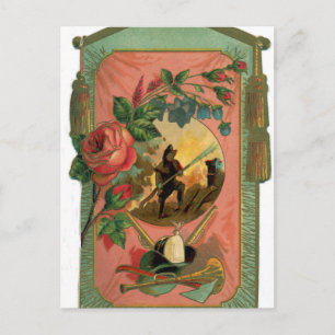 Vintage Feuerwehrkunst der 1880er Jahre Postkarte