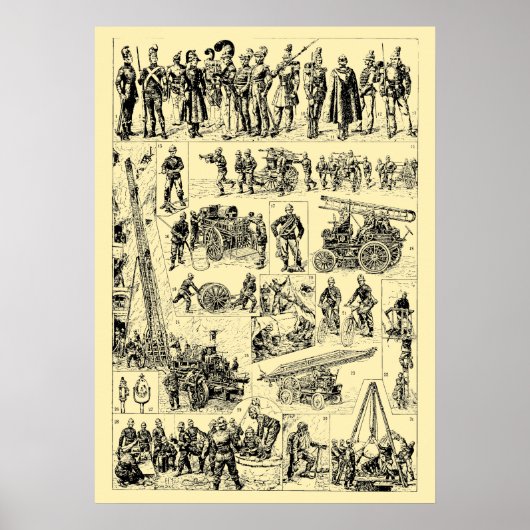 Vintage Feuerwehrkunst Poster (Vorne)