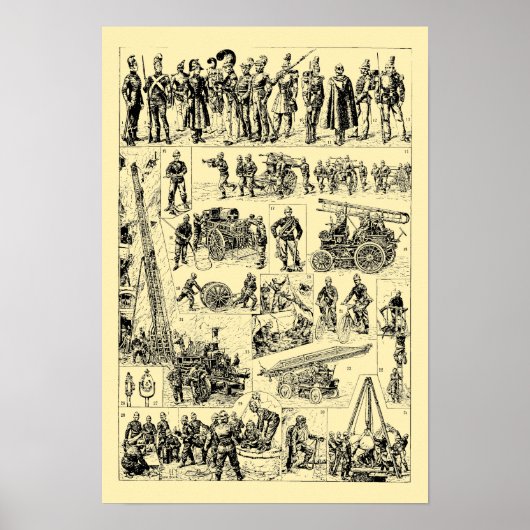 Vintage Feuerwehrkunst Poster (Vorne)