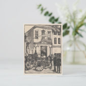 Vintage Feuerwehrleute, die Feuer auslöschen Postkarte (Stehend Vorderseite)