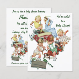 Vintage Feuerwehrleute und LKWs Kinderdusche Einla Einladung