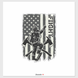 Vintage-Feuerwehrmann-Flagge-Kampf-Shirt-Design_1 Aufkleber