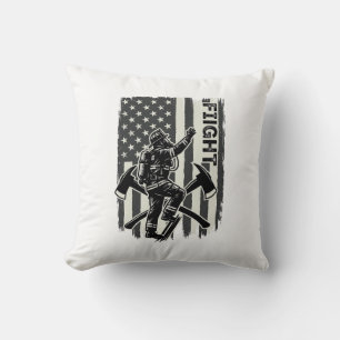 Vintage-Feuerwehrmann-Flagge-Kampf-Shirt-Design_1 Kissen