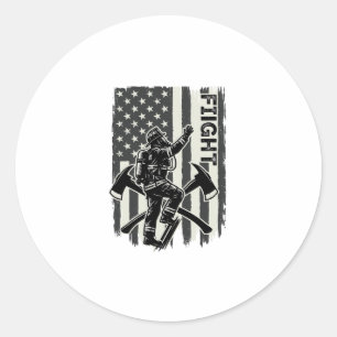 Vintage-Feuerwehrmann-Flagge-Kampf-Shirt-Design_1 Runder Aufkleber