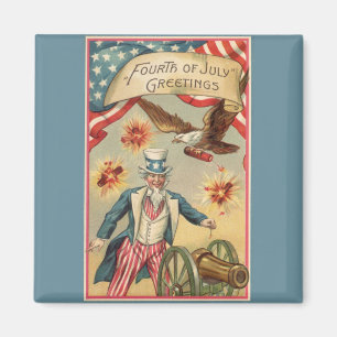 Vintage-Feuerwerk am 4. Juli mit Onkel Sam Magnet