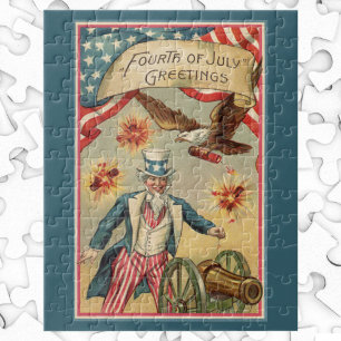 Vintage-Feuerwerk am 4. Juli mit Onkel Sam Puzzle