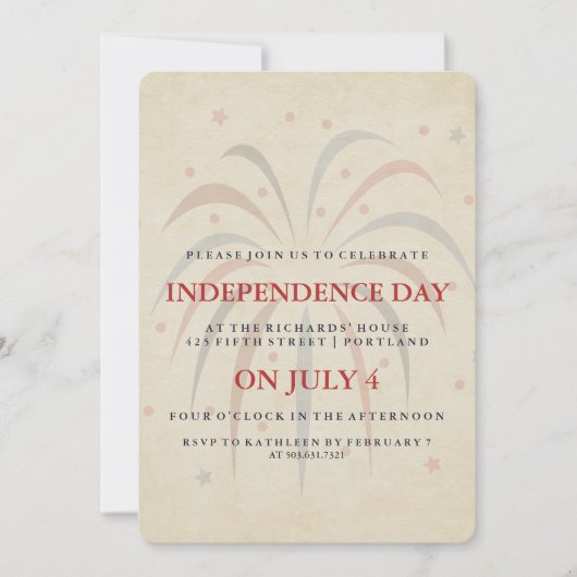 Vintage Feuerwerke 4. Juli Party Einladung (Vorderseite)