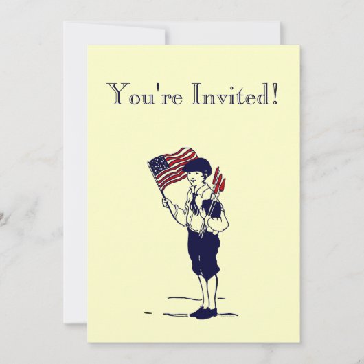 Vintage Feuerwerkskunst und Flag - individuelle Ei Einladung (Vorderseite)