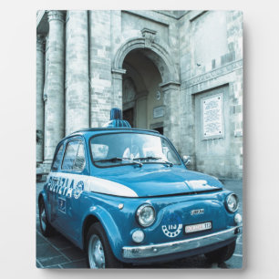 Vintage Fiat 500 Cinquecento Polizeiauto in Italie Fotoplatte