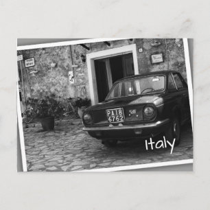 Vintage-FIAT-Auto in Italien in Monochrom Postkarte