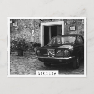 Vintage-FIAT-Auto in Italien in Monochrom Postkarte