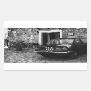 Vintage-FIAT-Auto in Italien in Monochrom Rechteckiger Aufkleber