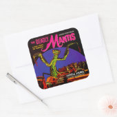 Vintage Filmbox "The Deaddy Mantis" Quadratischer Aufkleber (Umschlag)