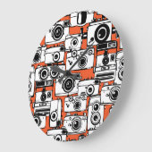 Vintage Filmkameras, nahtlos. Große Wanduhr (Winkel)