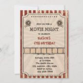 Vintage Filmnachtgeburtstags-Party Einladung (Vorderseite)