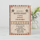 Vintage Filmnachtgeburtstags-Party Einladung (Stehend Vorderseite)