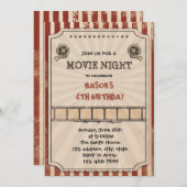 Vintage Filmnachtgeburtstags-Party Einladung (Vorne/Hinten)