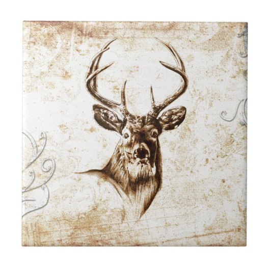 Vintage Fineart F078 Hirsch Fliese (Vorderseite)