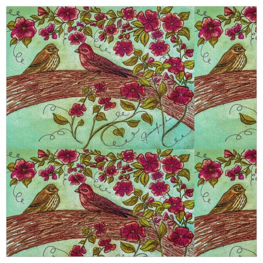 Vintage Finken Stoff (Muster)