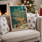 Vintage Finland Rovaniemi Reindeer Poster