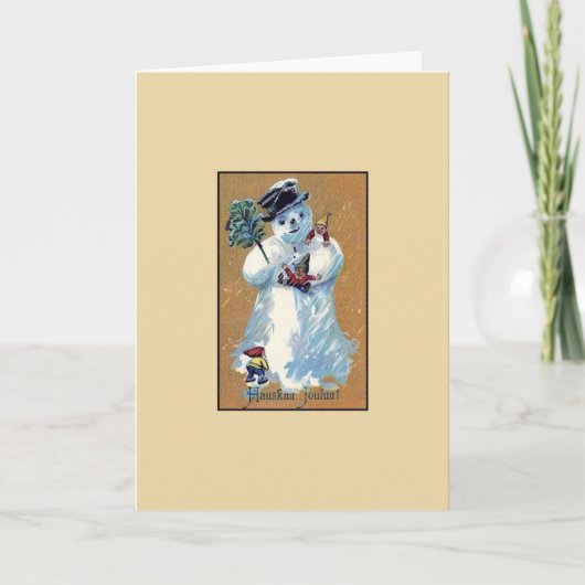 Vintage finnische Hauskaa Joulua Weihnachtskarte Feiertagskarte (Vorderseite)