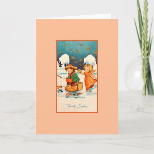 Vintage Finnische Iloista Joulua Weihnachtskarte Feiertagskarte (Vorderseite)