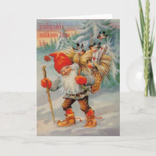 Vintage finnische Joulupukki Weihnachtskarte Feiertagskarte