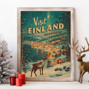 Vintage Finnland Rovaniemi Rentier Poster