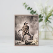 Vintage Fireman-Illustration Postkarte (Stehend Vorderseite)