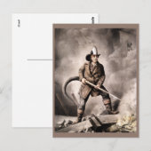 Vintage Fireman-Illustration Postkarte (Vorne/Hinten)