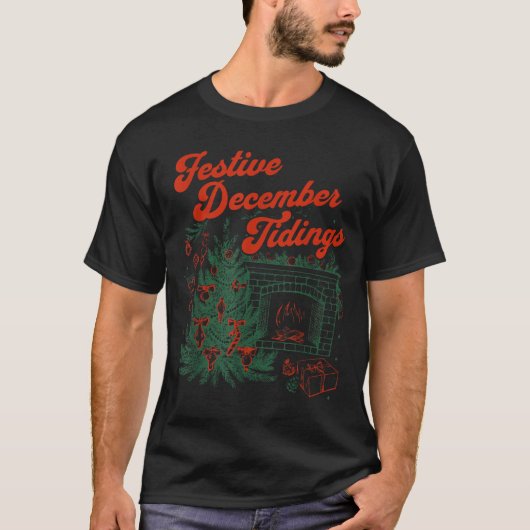 Vintage Fireplace Subtle Festive December Tidings  T-Shirt (Vorderseite)