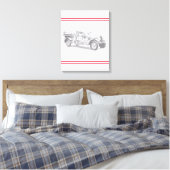 vintage firetruck pencil sketch fireman drawing leinwanddruck (Insitu (Schlafzimmer))