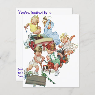 Vintage Firetrucks Kindergeburtstagsfeier Einladun Einladung