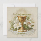 Vintage First Holy Communion Chalice White Lilies Karte (Vorderseite)