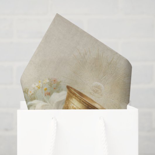 Vintage First Holy Communion Chalice White Lilies Seidenpapier (Geschenktüte)