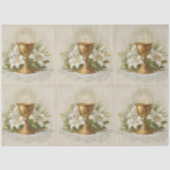 Vintage First Holy Communion Chalice White Lilies Seidenpapier (Vorderseite)