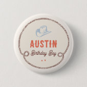 Vintage First Rodeo Cowboy 1. Geburtstag Junge Button (Vorderseite)