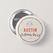Vintage First Rodeo Cowboy 1. Geburtstag Junge Button (Vorne & Hinten)