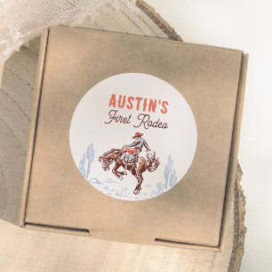 Vintage First Rodeo Cowboy 1. Geburtstag Runder Aufkleber