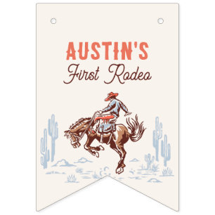 Vintage First Rodeo Cowboy 1. Geburtstag Wimpelkette