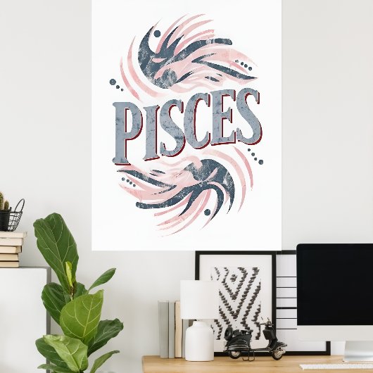 Vintage Fisces Zodiac-Zeichen Poster (Heimbüro)