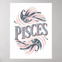 Vintage Fisces Zodiac-Zeichen Poster