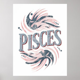Vintage Fisces Zodiac-Zeichen Poster