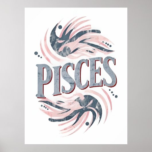 Vintage Fisces Zodiac-Zeichen Poster (Vorne)