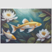 Vintage Fisch-Blütendekoupage Seidenpapier (Vorderseite)