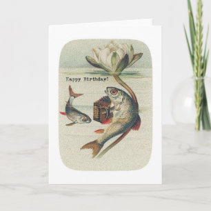 Vintage Fisch, Geburtstag Karte