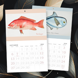 Vintage Fisch Kunst Jedes Jahr Kalender