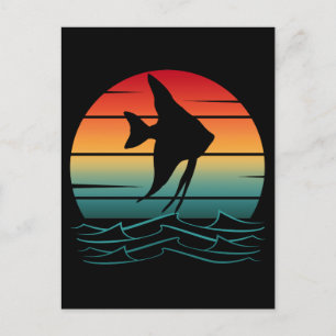 Vintage Fisch Sonnenuntergang Angeln Postkarte