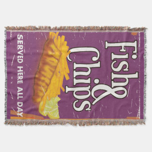 Vintage-Fisch-und-Pommes-Frites-Plakat Decke