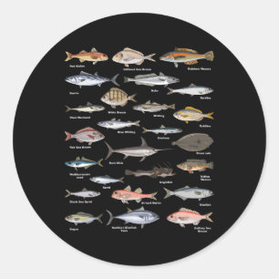 Vintage Fischbestimmungstabelle Fischen Runder Aufkleber